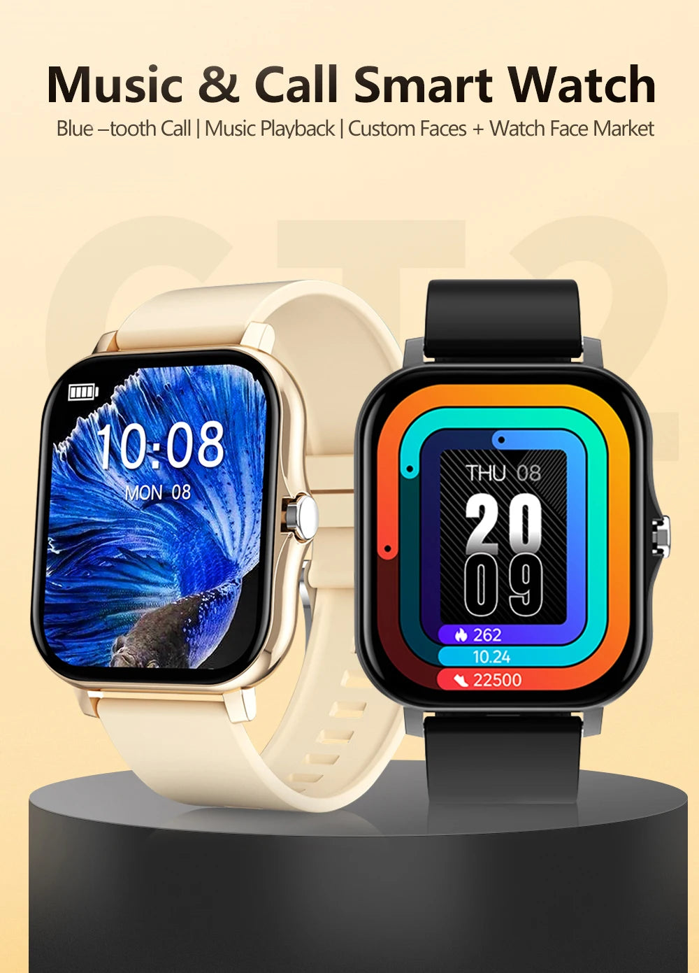 Montre connectée Bluetooth GPS – Fitness pour homme et femme