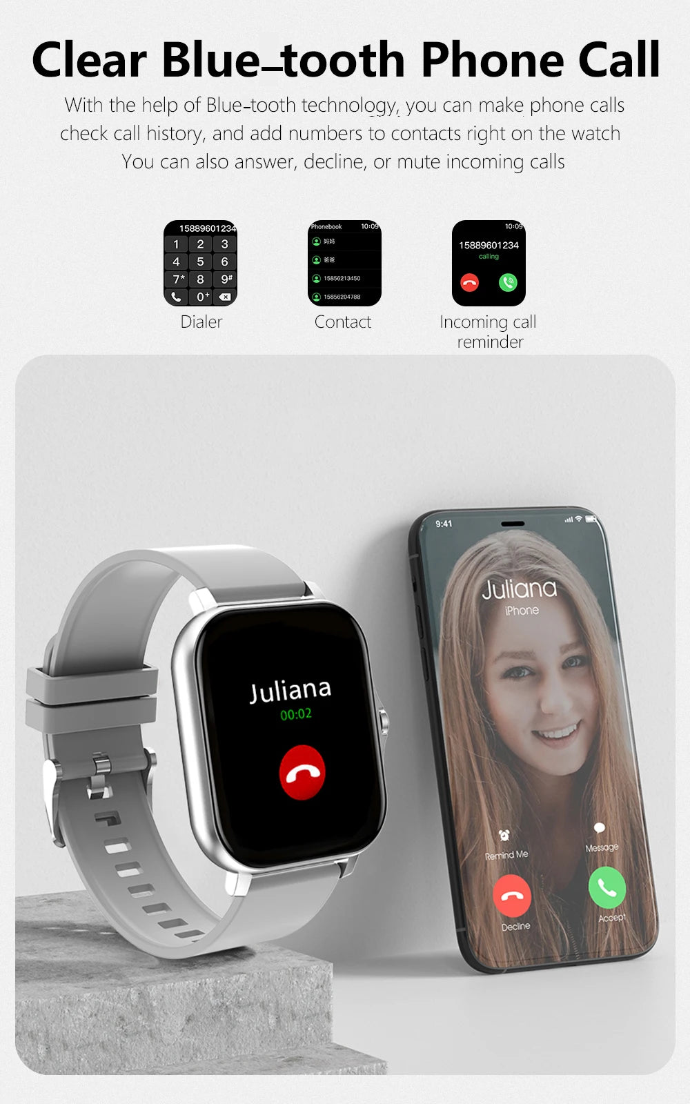 Montre connectée Bluetooth GPS – Fitness pour homme et femme