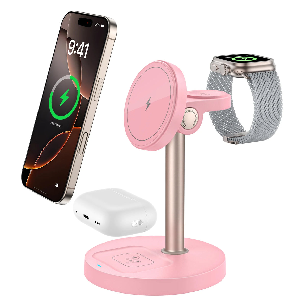 Station de charge magnétique 3-en-1 15 W – iPhone, Apple Watch et AirPods, angle réglable