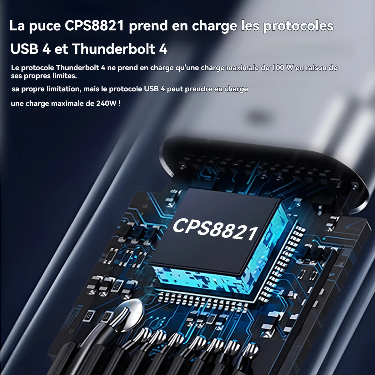 Câble USB4 USB-C 40 Gbit/s – 240 W – Charge rapide & transfert de données