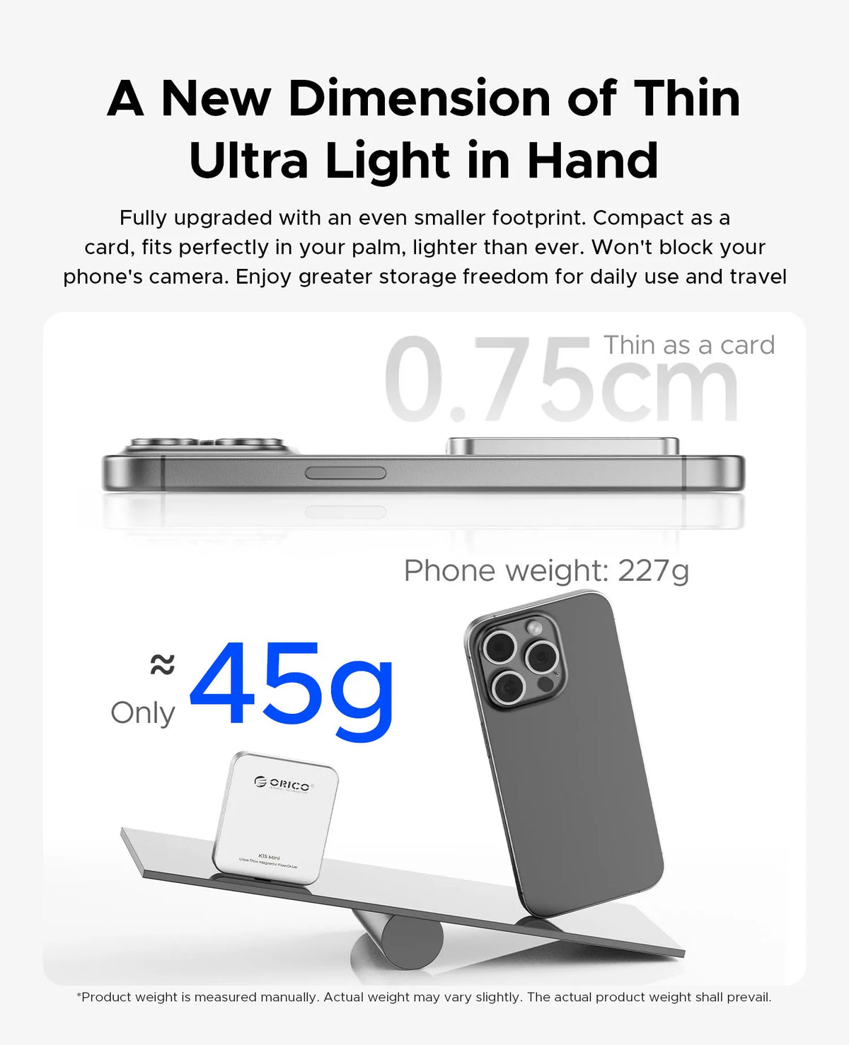 SSD portable magnétique ultra-fin ORICO – jusqu’à 150 Mo/s