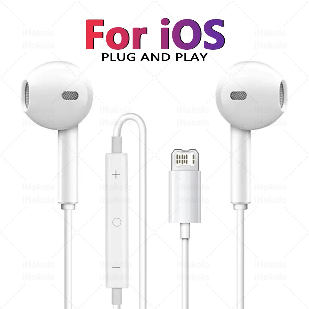 Écouteurs filaires d’origine pour Apple iPhone 17, 16, 15, 14, 13, 12, 11 et versions Pro Max, ainsi que pour iPad avec connecteurs Lightning, USB-C et jack 3,5 mm