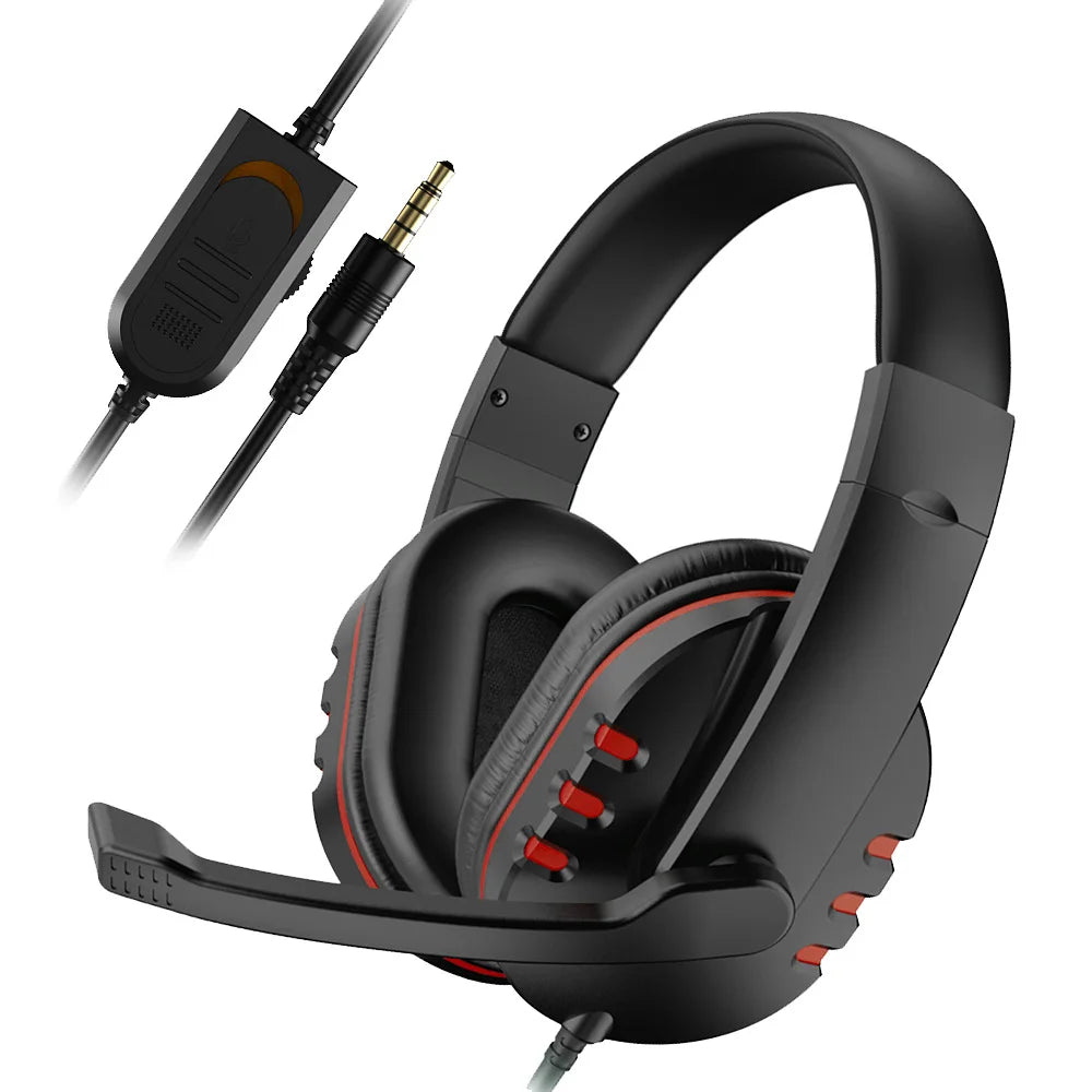 Casque audio filaire gaming avec prise jack 3,5 mm, écouteurs stéréo avec microphone pour PS4, PC et ordinateur