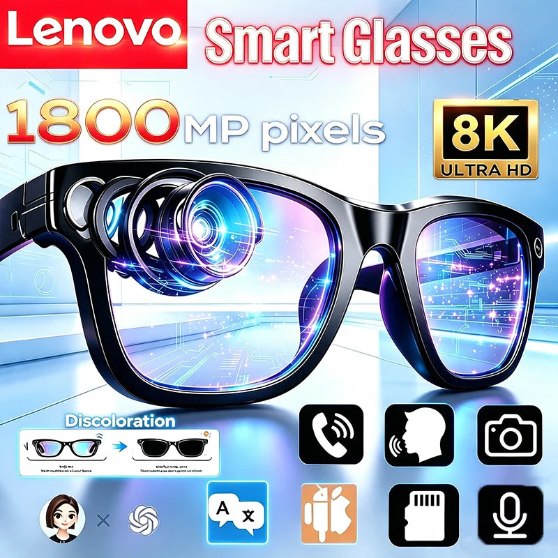 Lunettes connectées Lenovo 8K 1800MP – IA, Traduction & Appels