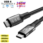 Câble USB4 USB-C 40 Gbit/s – 240 W – Charge rapide & transfert de données
