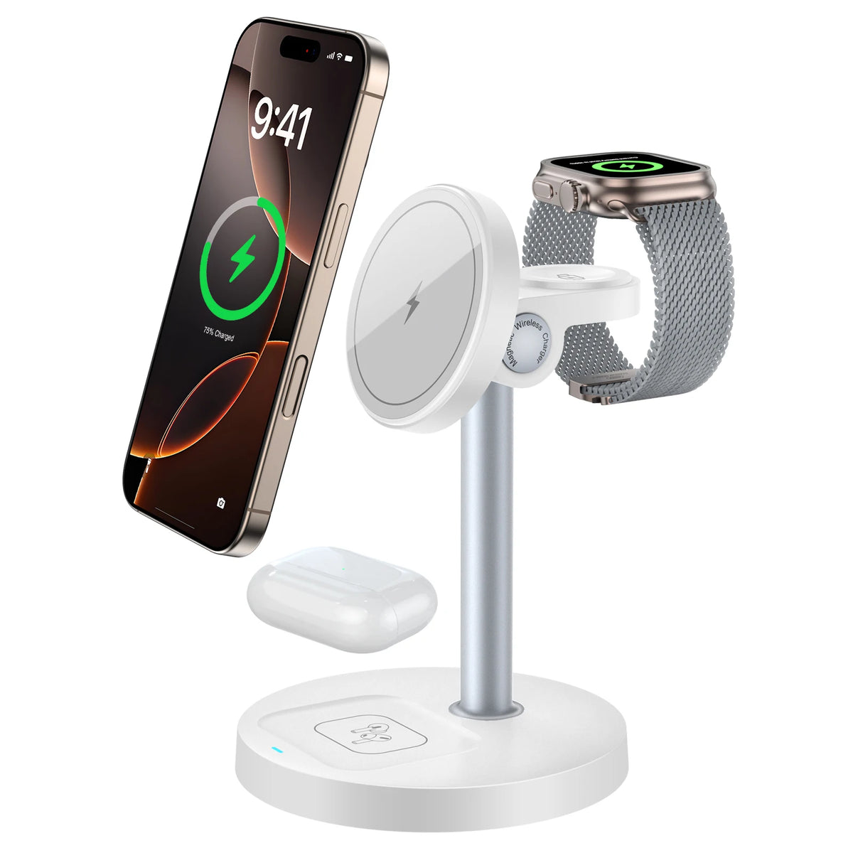 Station de charge magnétique 3-en-1 15 W – iPhone, Apple Watch et AirPods, angle réglable