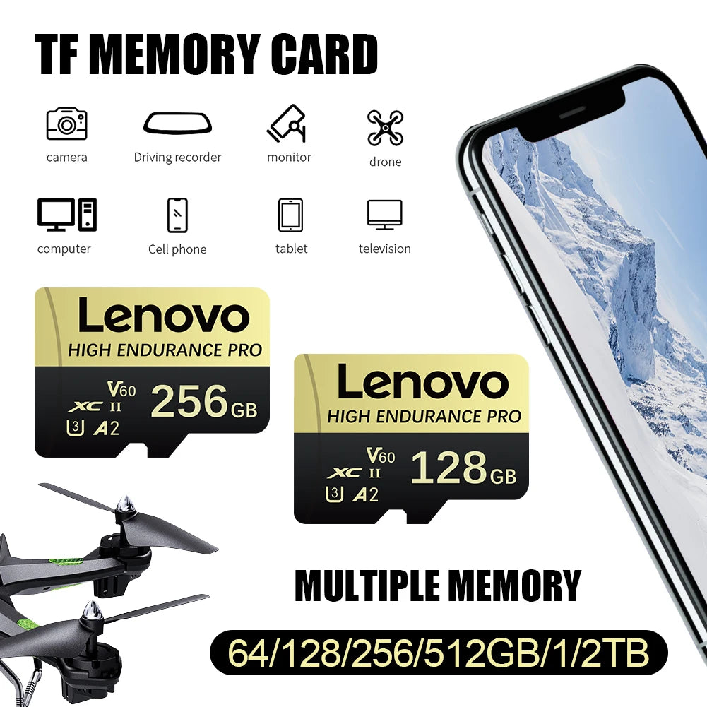 Carte Micro SD Lenovo Haute Vitesse – 64 Go, 128 Go, 256 Go et 512 Go