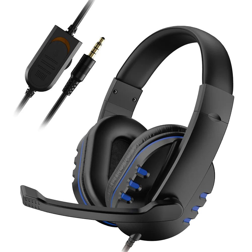 Casque audio filaire gaming avec prise jack 3,5 mm, écouteurs stéréo avec microphone pour PS4, PC et ordinateur