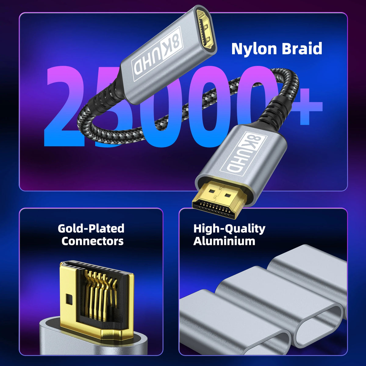 Câble d’extension HDMI 2.1 – 8K 60 Hz / 4K 120 Hz HDR