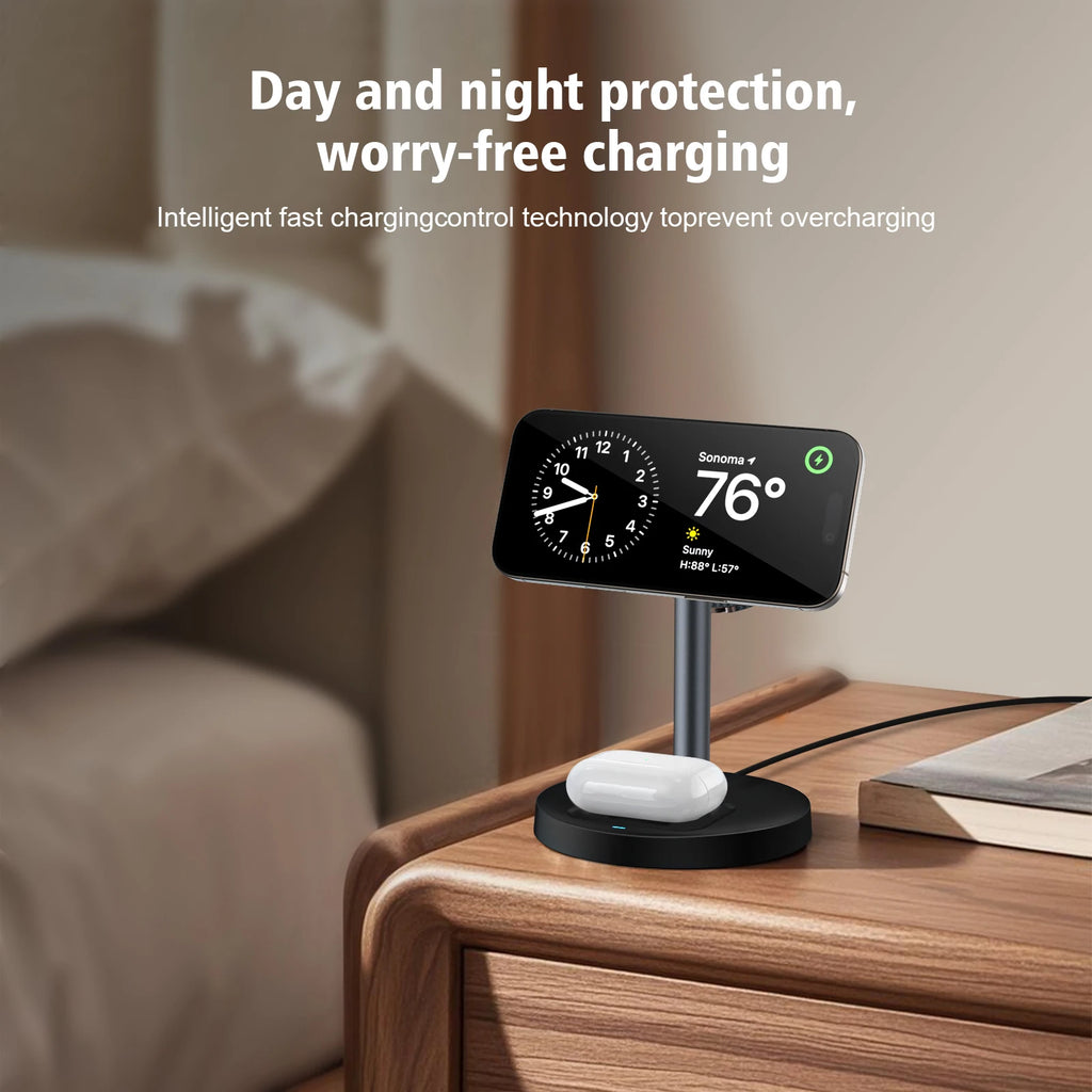 Station de charge magnétique 3-en-1 15 W – iPhone, Apple Watch et AirPods, angle réglable