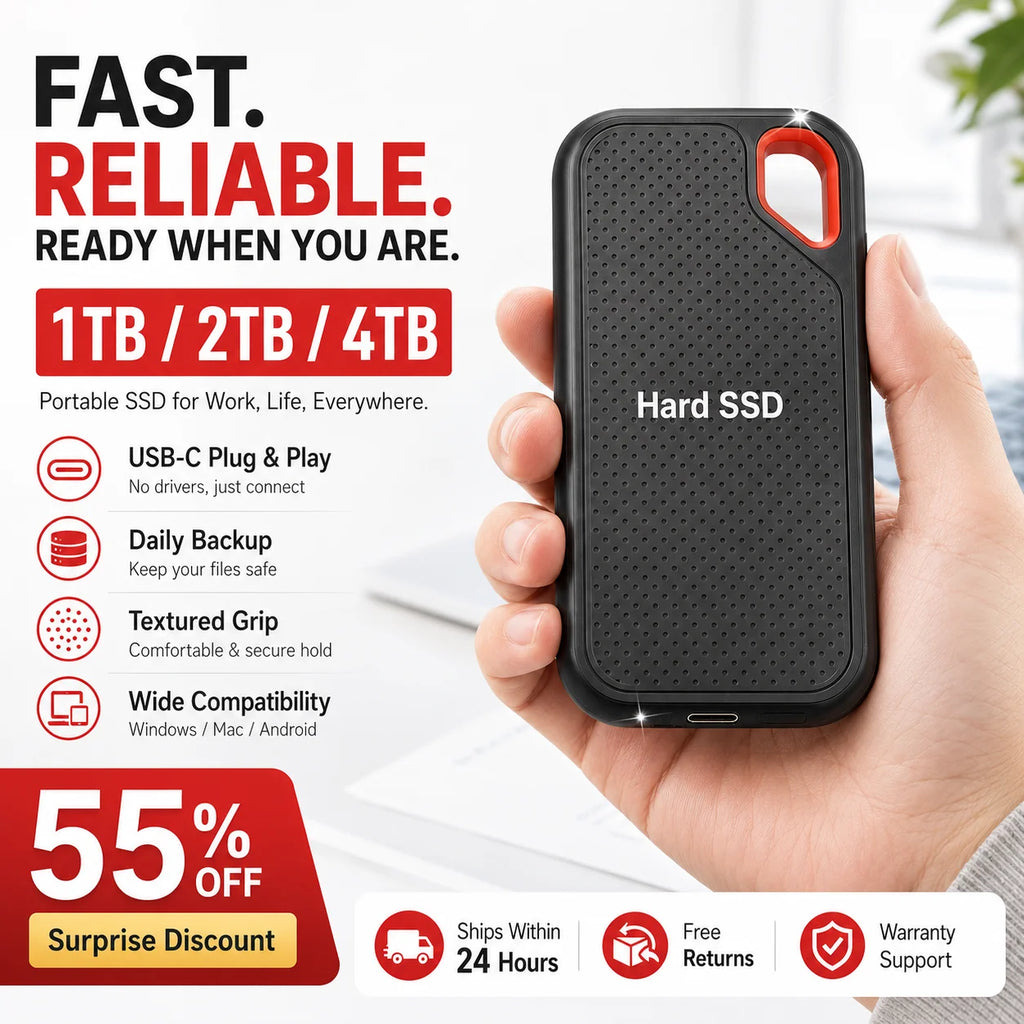 Disque Dur Externe SSD Portable de 1 To à 128 To de type USB-C Ultra-Rapide pour Mac et PC