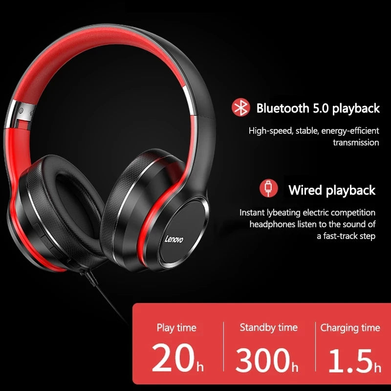Casque Bluetooth Lenovo HD200 – Sans Fil, Réduction de Bruit, Hi-Fi Stéréo