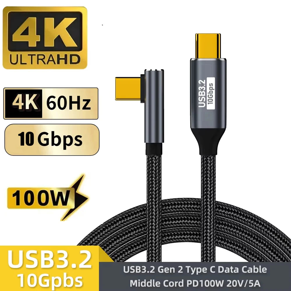 Câble USB-C vers USB-C 100W – 10 Gbit/s, 4K@60Hz