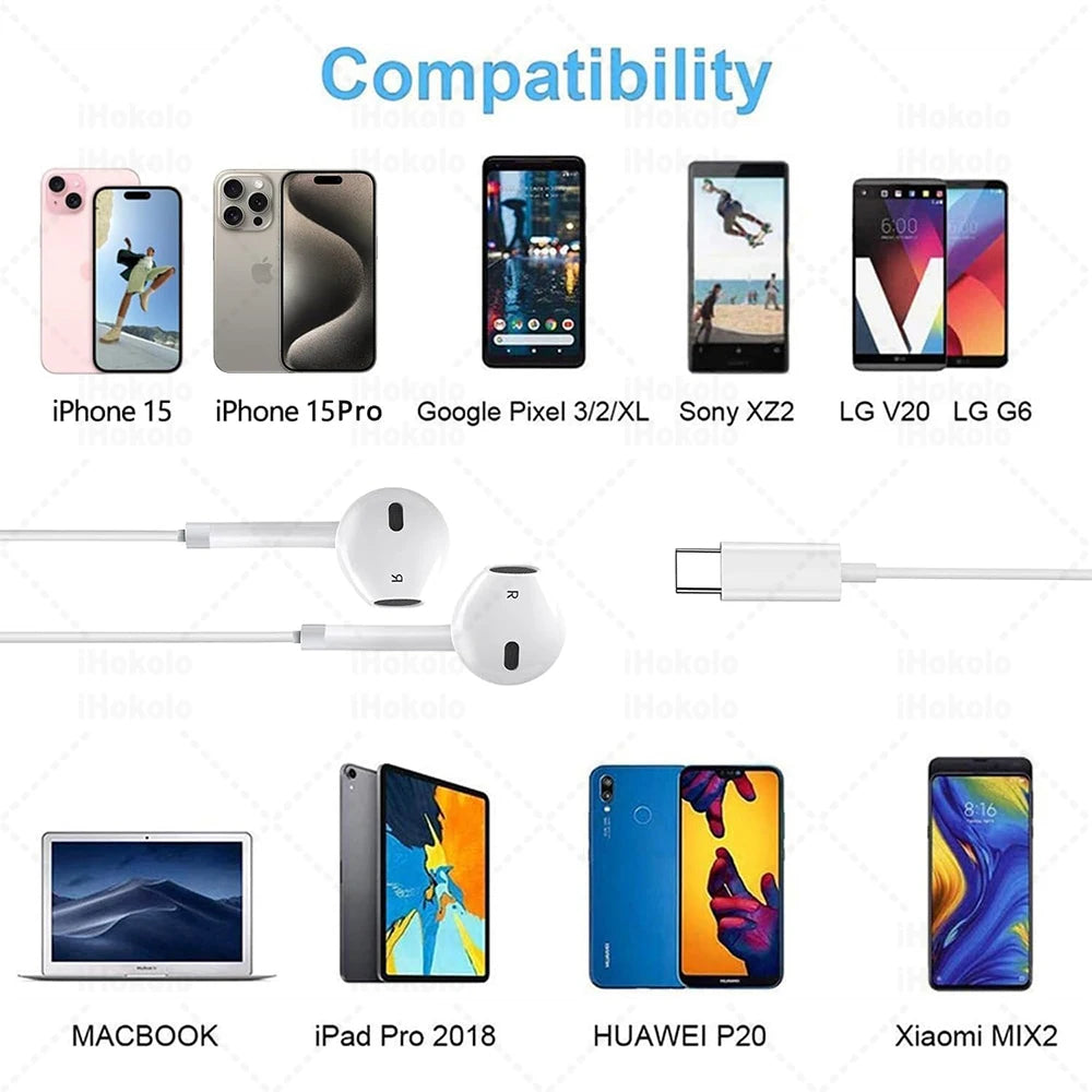 Écouteurs filaires d’origine pour Apple iPhone 17, 16, 15, 14, 13, 12, 11 et versions Pro Max, ainsi que pour iPad avec connecteurs Lightning, USB-C et jack 3,5 mm